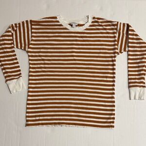 J. Crew Brown and White Striped Long Sleeve Tee